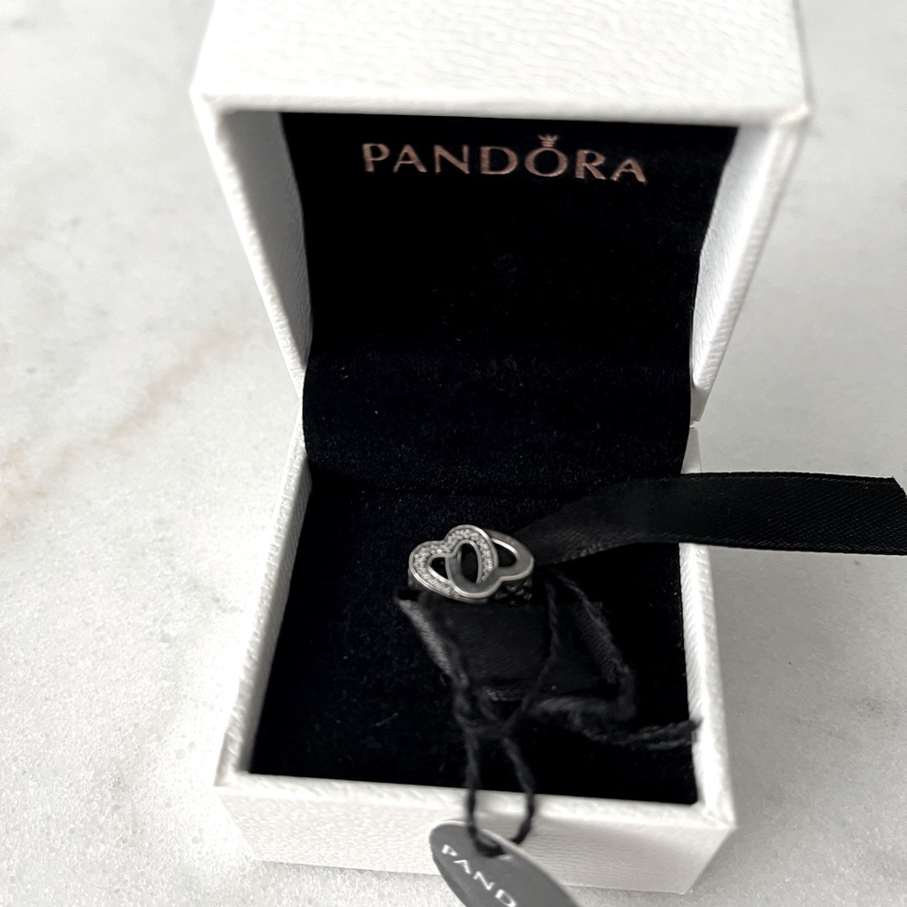 Pandora double heart charm NWT and box
